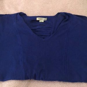 Oversized Blue Ribbed-Back HiLo Top
